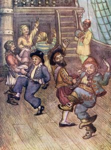 Yo-Ho, sjungande pirater (färglitografi)