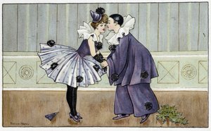 Pierrot och Colombine - dess. av Florence Hardy, deb. 1900-talet