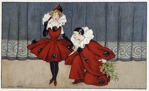 Pierrot och Colombine - dess. av Florence Hardy, deb. 1900-talet