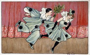 Pierrot springer efter Colombine - dess. av Florence Hardy, deb. 1900-talet