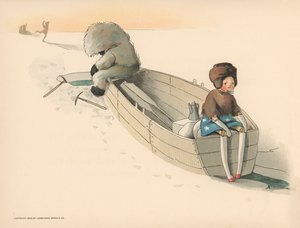 Illustration för Golliwoggs Polar Adventures av Florence K. Upton