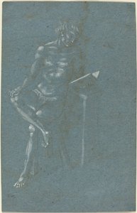 En ung man som sitter på en pall och läser en bok (recto); The Fall of Man (ett fragment av den nedre delen) (verso) av Florentine 15th Century