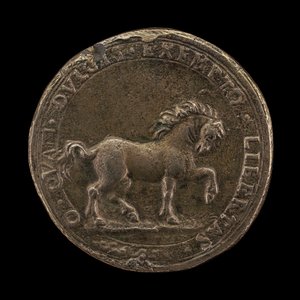 Horse Pawing the Earth, c.1545 (gjutet icke-sterling silver) (baksidan av 6240388) av Florentine School