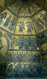Mosaik på det kupolformade taket i St Johns Baptistry, Florens (mosaik) av Florentine School