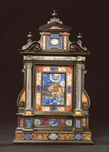 Bärbar altartavla, med födelsekyrkan, florentinsk (pietra dura)