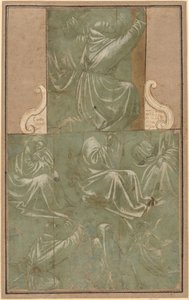 Studier av Saint Francis knästående och andra figurer av Florentine School