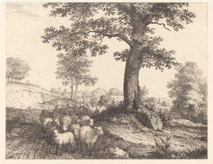 Herde och flock under ett gammalt träd av Florian Grospietsch