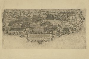 Slaget vid Leffingedijk mellan de statliga trupperna av Ernst Casimir av Nassau och spanjorerna av Albrecht av Österrike, 1600 av Floris Balthasarsz. van Berckenrode