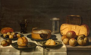 En holländsk frukost (olja på panel)