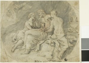 Lot och hans döttrar av Follower of Charles Le Brun