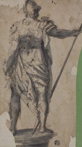 Staty av stående krigare, bakifrån av Follower of Francesco Salviati