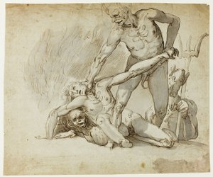 De fördömda i helvetet av Follower of John Hamilton Mortimer