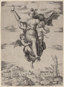Psyche bärs till Olympen av Follower of Marcantonio Raimondi after Raphael