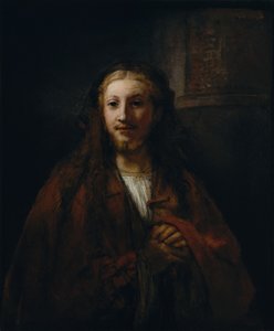 Kristus med en stav. av Follower of Rembrandt