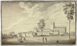 Gamla klosterkyrkan av Follower of Samuel Hieronymus Grimm