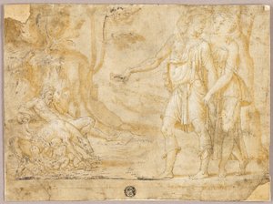 Faustulus och Merentia Upptäck Romulus och Remus av Fontainebleau School