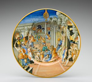 Brännandet av Troja, mellan 1570 och 1574 av Fontana Workshop