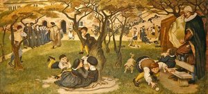 Chethams livsdröm (färgade kritor på papper) av Ford Madox Brown