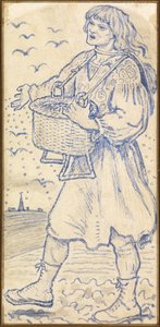 November, the Sower: Study for a Tile på Queens College Hall, Cambridge av Ford Madox Brown