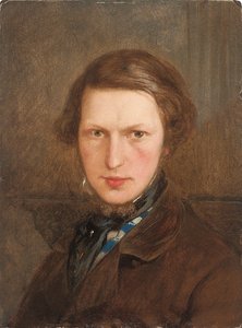 Självporträtt i brun kappa, ca. 1844 av Ford Madox Brown