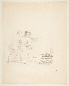 Män spottar på en eld, ca. 1820-1850. av Formerly attributed to Goya
