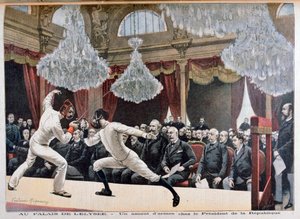 Fäktning framför republikens president, Palais de lÉlysée, 1895