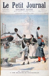 Adjö!!, franska soldater på väg till Madagaskar, 1895 av Fortuné Méaulle
