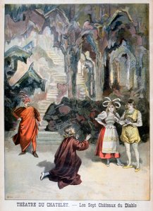 Föreställning av Djävulens sju slott, Theatre du Chatelet, Paris, 1896 av Fortuné Méaulle