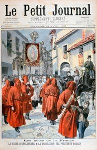 Drottning Victoria tittar på processionen av de röda botgörarna, 1898. av Fortuné Méaulle