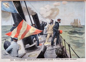 Fångsten av ett handelsfartyg, spansk-amerikanska kriget, 1898 av Fortuné Méaulle