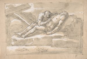 Den döde Kristus sörjde av Magdalen som vördar sitt sidosår., 1787-1863.