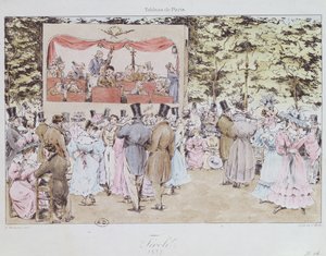Musikunderhållning i New Tivoli, Paris, graverad av C. Motte, 1827 av Fortune Delarue