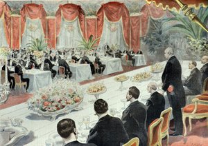 Middag för Felix Faure med representanter för näringslivet 1897 (Gravyr) av Fortune Louis Meaulle