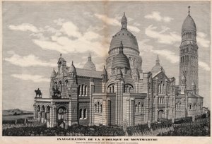 Invigning av basilikan Sacré-Coeur i Montmartre 1891 (monumentets utseende som det kommer att bli efter fullständigt färdigställande) - Gravyr av Meaulle 1891 av Fortune Louis Meaulle
