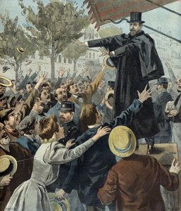 Paul Deroulede vid en demonstration i Paris 1898 (Gravyr)