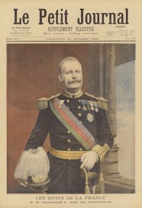 Kungliga besökare till Frankrike: Carlos I, kung av Portugal (färg litho) av Fortune Louis Meaulle