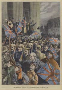 Soldater från City of Londons kejserliga volontärer marscherar genom London när de återvänder från boerkriget av Fortune Louis Meaulle