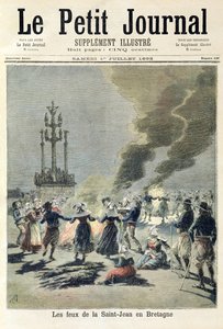 Brasor tänds för att fira sommarsolståndet i Bretagne, framsidan av 