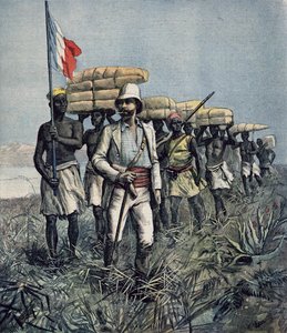 Löjtnant Mizon (1853-99) på sitt 1892 års uppdrag att utforska floden Benue-området i Nigeria, från 