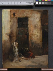 Tiggare vid en dörr, 1870