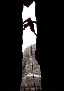 "Ah wonder!": den stora skorstenen på Lavaredos huvudtopp, Dolomiti, Trentino Alto Adige, Italien