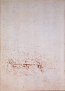 En gård bland träd (verso) (penna, brunt och svart bläck på papper) (för recto se 152660) av Fra Bartolomeo