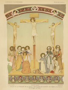 Jesu Kristi korsfästelse, fresk i klostret San Marco, Florens (chromolitho) av Fra (after) Angelico