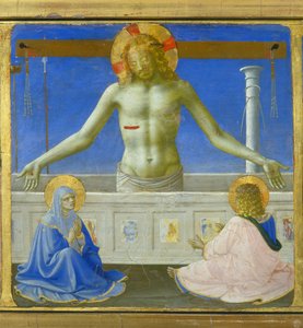 Kristus står i sina gravar (uppståndelse) - nedre delen (predella) av "" Jungfruns kröning"" som skildrar Kristus vid graven och sex episoder av Saint Dominicas liv, grundaren av den ordning som Angelicode tillhörde av Guido di Pietro ( av Fra  Angelico