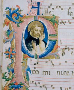 Ett dominikanskt helgon. Illustrerad miniatyr i ett missal (ca 9, verso)