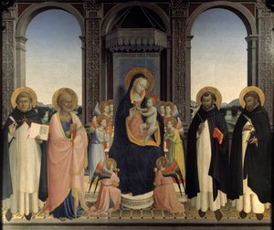 Polyptyk av Saint Dominic - Saint Thomas Aquinos och Saint Barnabe, Saint Dominic and Saint Peter Martyr