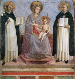 Jungfrun och barnet med SS Dominic och Thomas Aquinas av Fra  Angelico