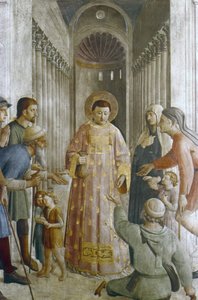 St Lawrence ger allmosor (fresk)