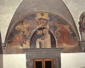 Kristus välkomnar två dominikanerbröder, lunette av Fra Angelico