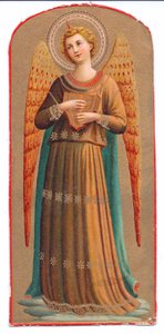 Färglitotryck Fra Angelico ängelmusikinstrument, ca. 1910 av Fra Angelico